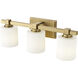 None 3 Light 22 inch Vintage Brass Bathroom Vanity Light Wall Light